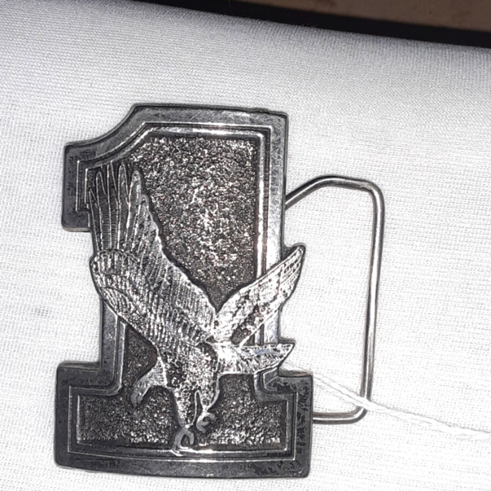 1975 #1 GREAT AMERICAN BUCKLE CO. CHICAGO #1 EAGLE BUCKLE SERIAL # 902 MINT COND